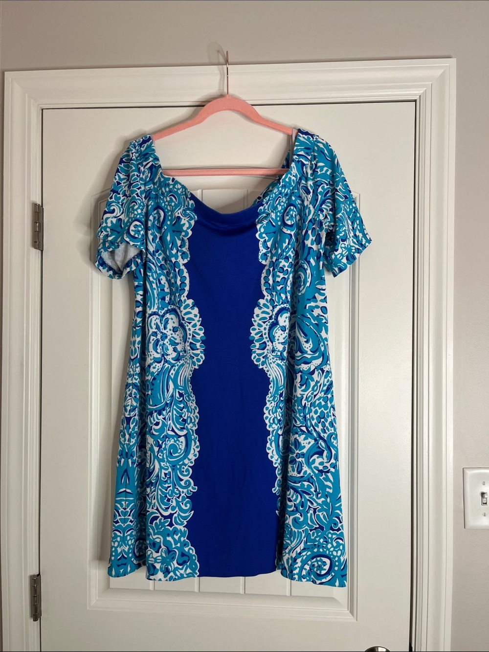 Lilly Pulitzer-“Tiana” dress w/brilliant Blue & Turquoise Printed Mini Dress-XL